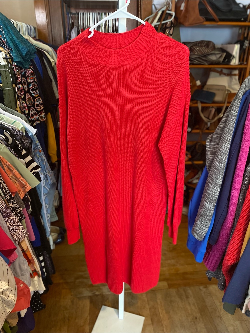 Style & Co Bright Red Ribbed cable Knit Sweater Dress
